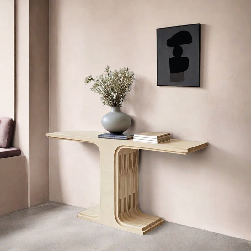 Table d'entrée moderne en bois de frêne massif minimaliste, H 31,5 po x l 47,2 po x P 11,8 po