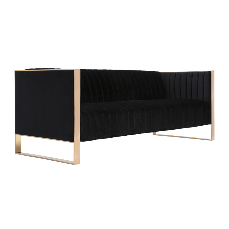 Layden 83'' Velvet Sofa, Black Velvet