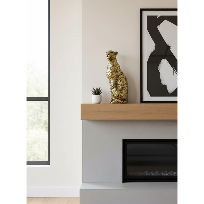 11" Champagne Gold Cheetah Statue - Resin Home Office Decor