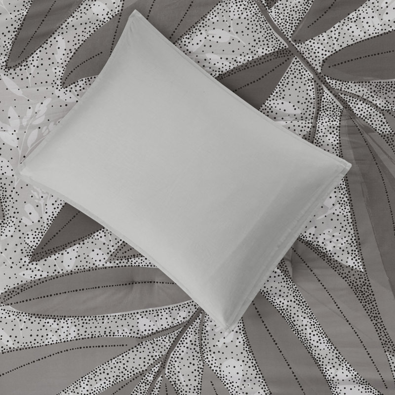 Premium Grey Cotton Bedding Sets, Botanical Design For Home