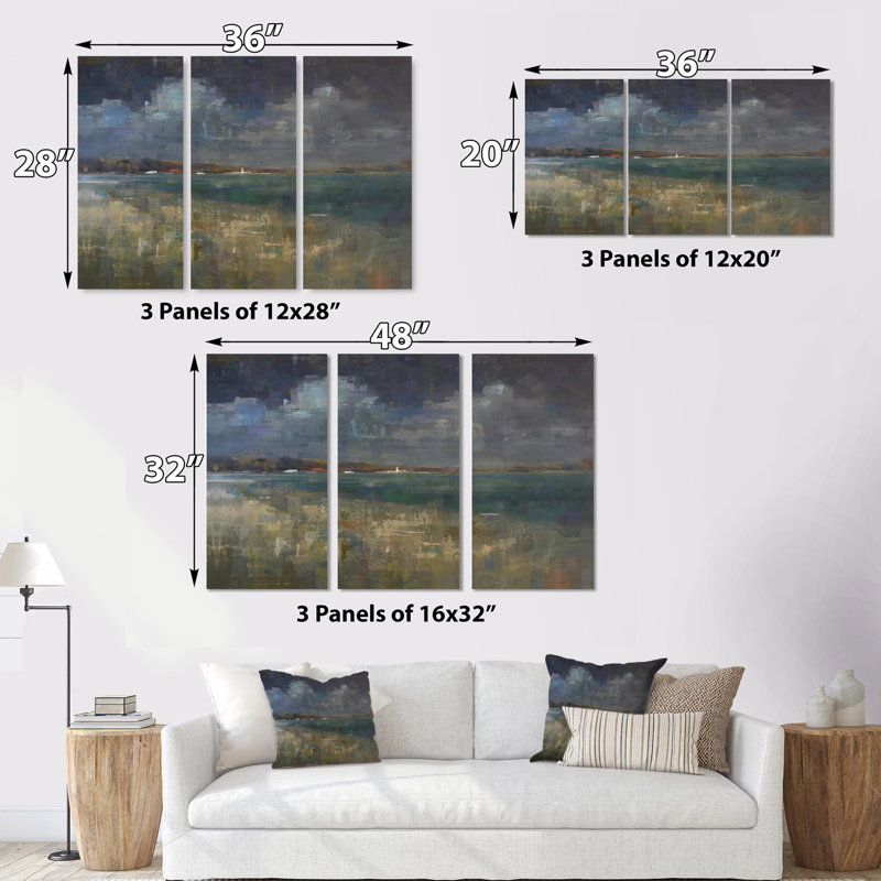 «Sky and Sea», peinture à multiples images sur toile, H 28 po x l 36 po x P 1 po