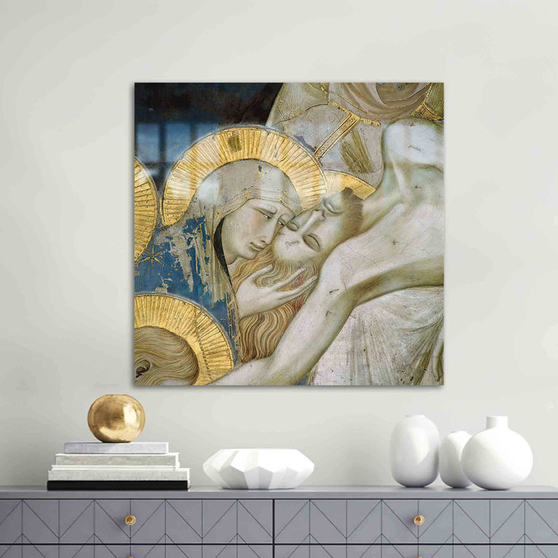 Décoration murale en verre trempé doré abstrait doré Fresco, H 31,5 po x l 31,5 po