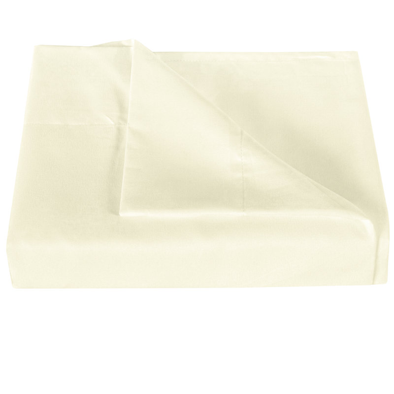 Drap plat en microfibre , Ivoire, Drap plat de taille double