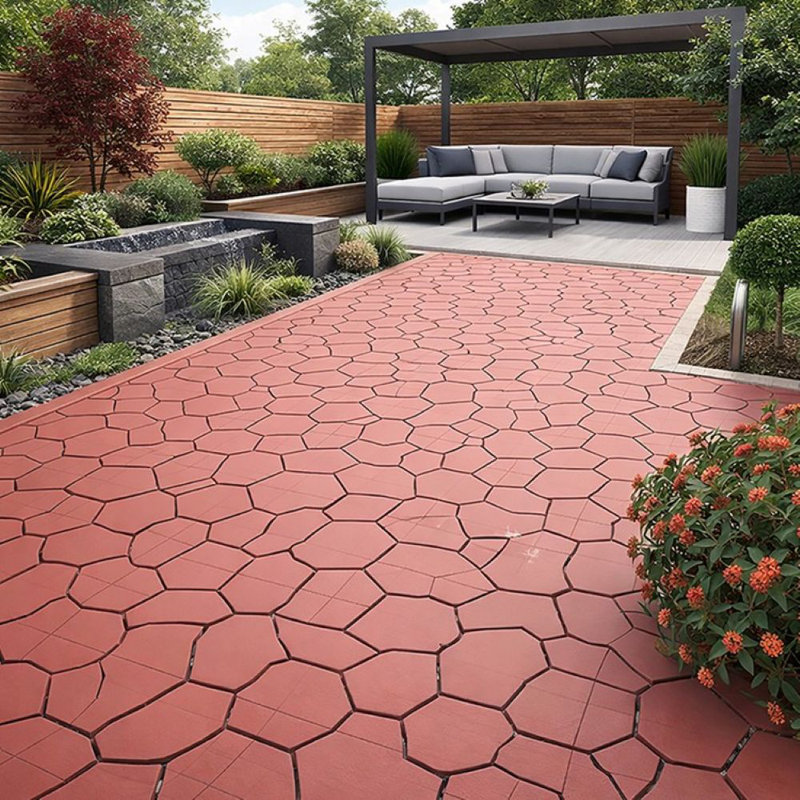 Charona 15cm L x 28cm W Plastic Interlocking Deck Tile, Brick Red