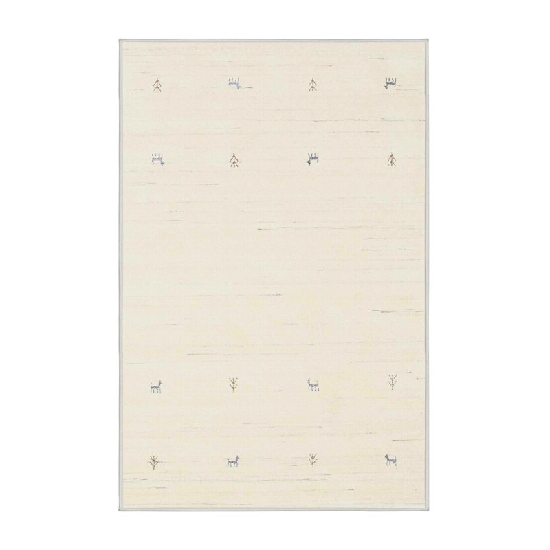 Tapis de zone crème contemporaine Sibeudu, Rectangle 5 pi x 7 pi