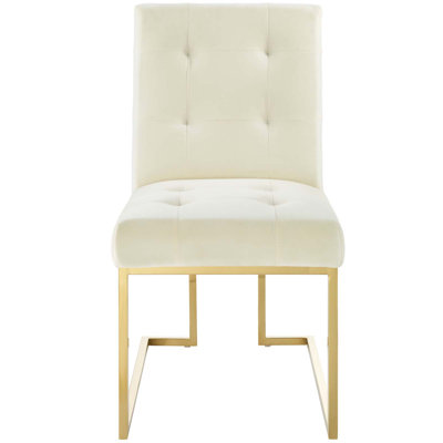 Privy Stainless Steel Upholstered Fabric Dining Accent Chair