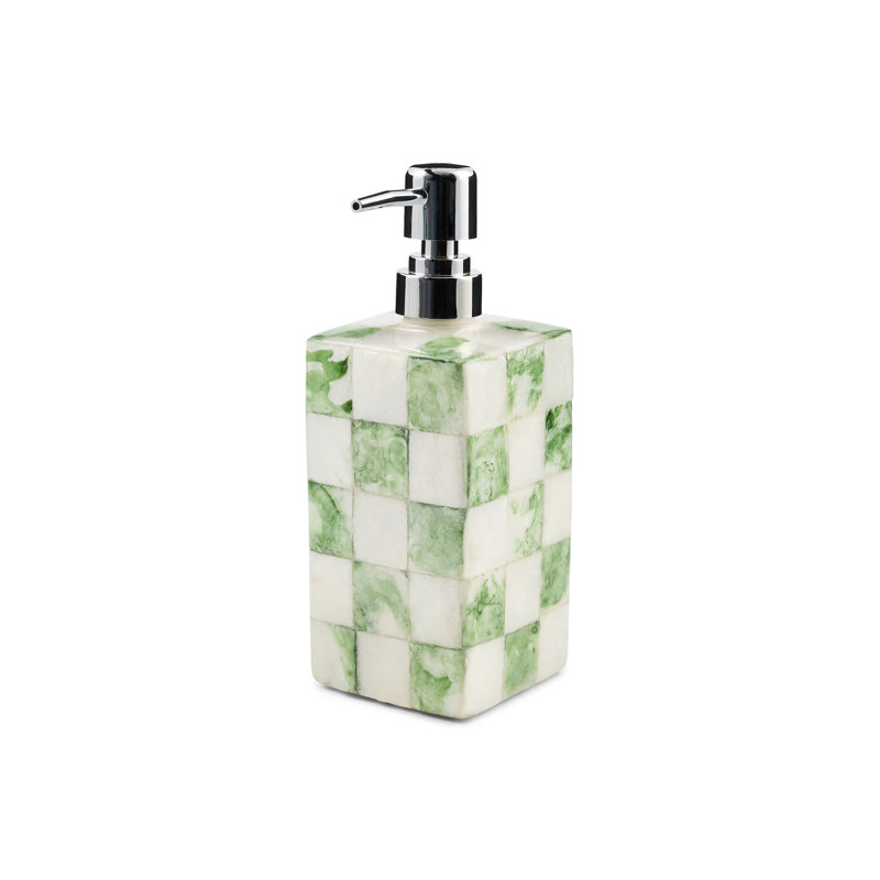 Sage Check Capiz Soap Pump, Green