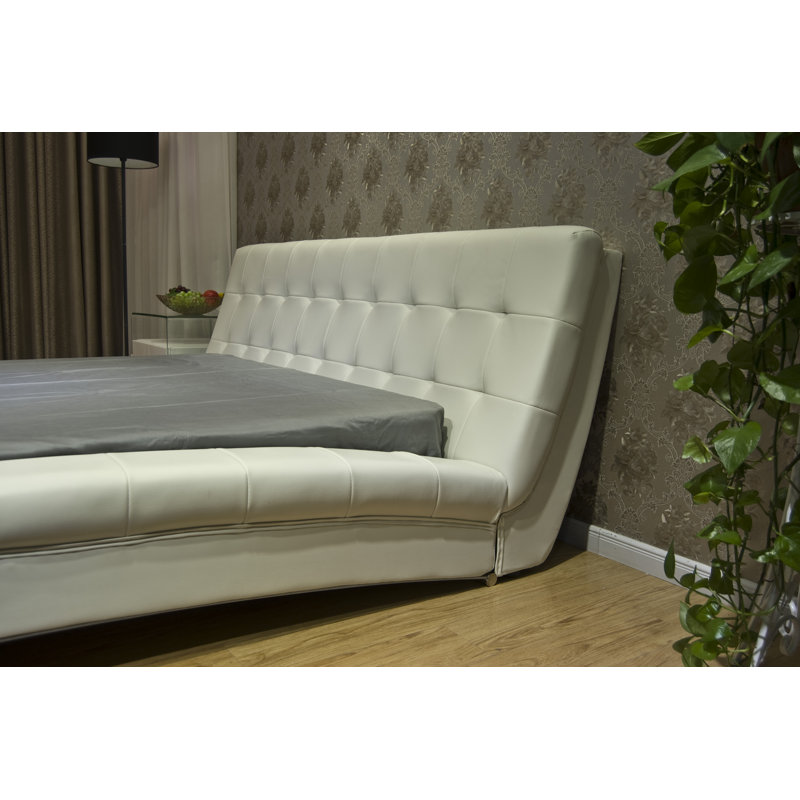 Lit plateforme tapissier, Blanc, Grand
