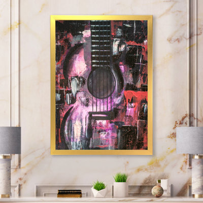 «Purple Music Guitare I», œuvre d'art moderne sur toile