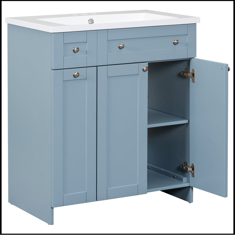 Meuble-lavabo simple avec plateau Sabrian 30,00, Bleu