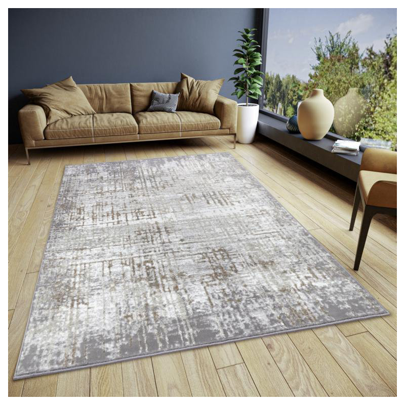 Shine Cream/Grey Rug, Rectangular 160 x 235cm