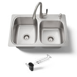 All-in-One Dual-Mount Stainless Steel Kitchen Sink Kit with Faucet and Accessories