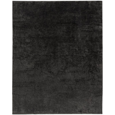 Linen Solid Area Rug in Charcoal