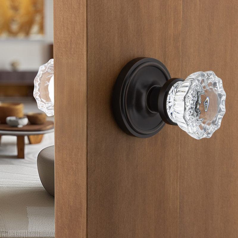 Classic Rosette with Crystal Door Knob, Timeless Bronze