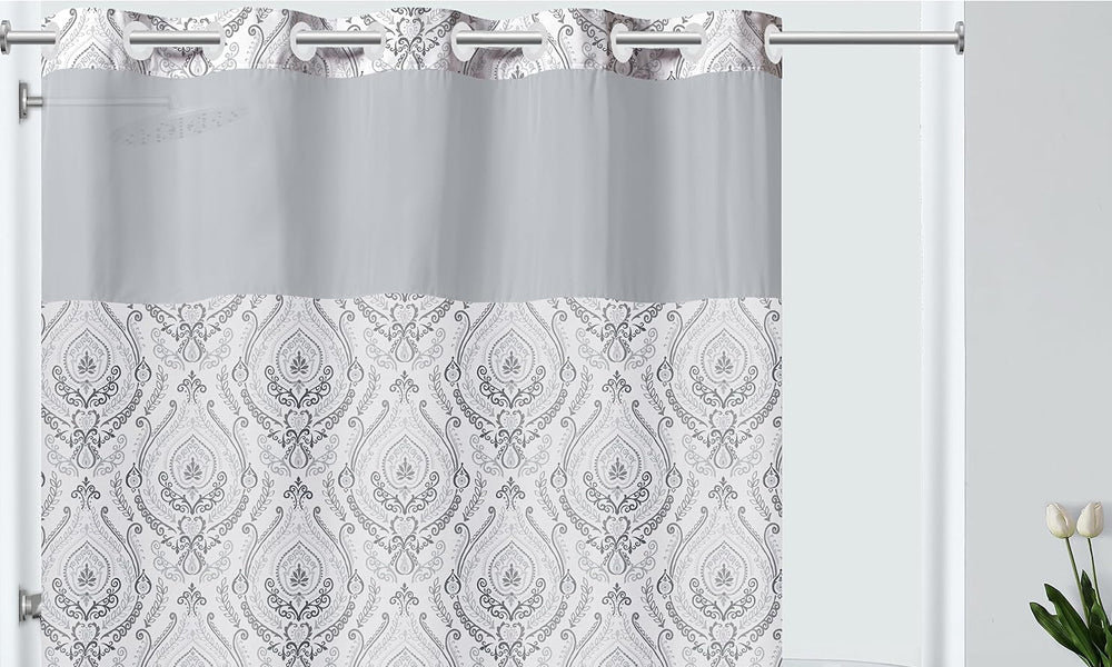 French Damask Shower Curtain - Coral