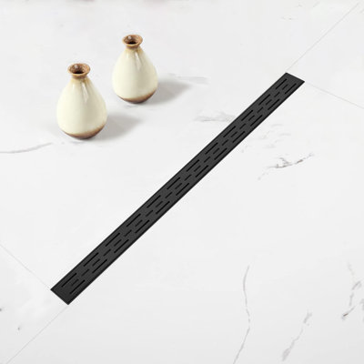 36 Inches Linear Shower Drain With Removable Bar Pattern Grate,Linear Drain With Hair Strainer And Leveling Feet,Stainless Steel,Brushed Nickel