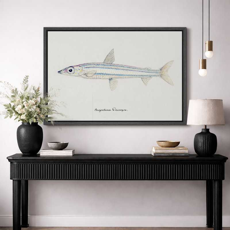Art rétro, art de poisson décagone, photos de salle de bain, impression sur toile encadrée sur toile., H 16 po x l 24 po