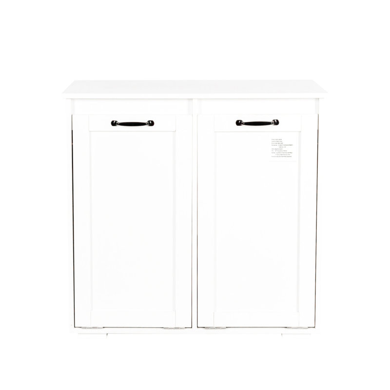 Laundry Cabinet With Handles - Easy To Move And Manage Spacious In White Color 2 Removable Liner Bags Keep Your Area Neat Construction