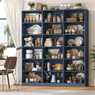 Armoire de rangement de cuisine de 183 cm de haut, tablette ouverte à 6 niveaux avec 18 compartiments, organisateur de garde-manger et salle à manger
