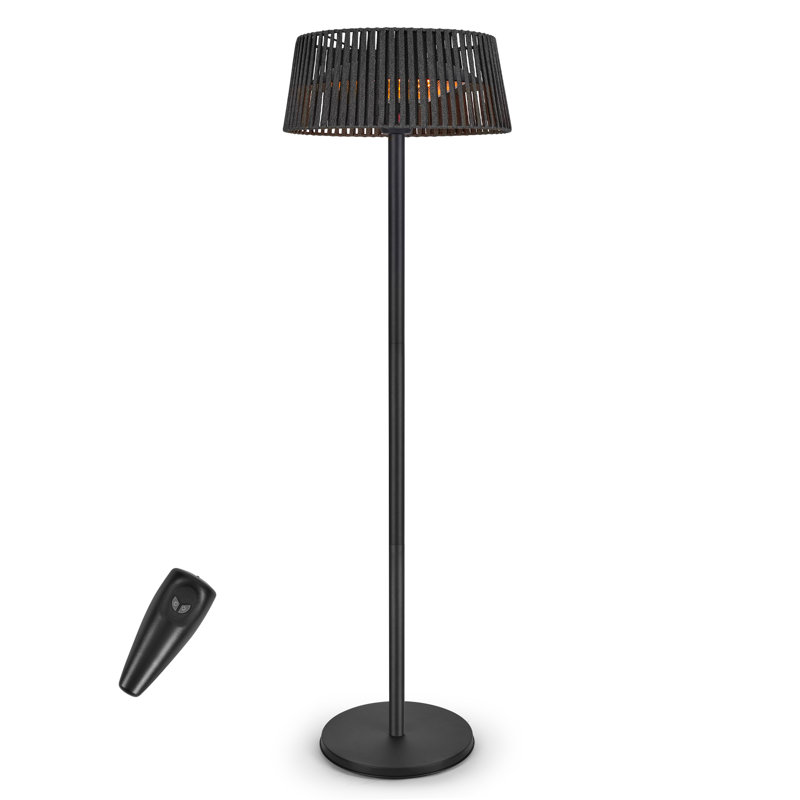 1500W Halogen Freestanding Portable Indoor And Outdoor Patio Heater, Matte Black