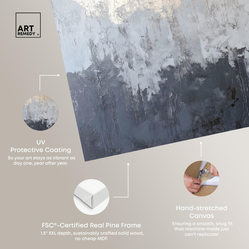 «Silvered Layers», art abstrait bleu par Art Remedy, Toile tendue, H 24 po x l 36 po