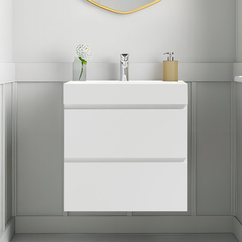 Emanoil 24'' Single Bathroom Vanity with Solid Surface Top