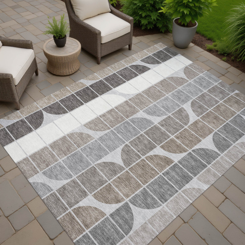 Machine Washable Indoor/Outdoor Chantille ACN2418 Mid-Century Modern Rug, Rectangle 3' x 5'