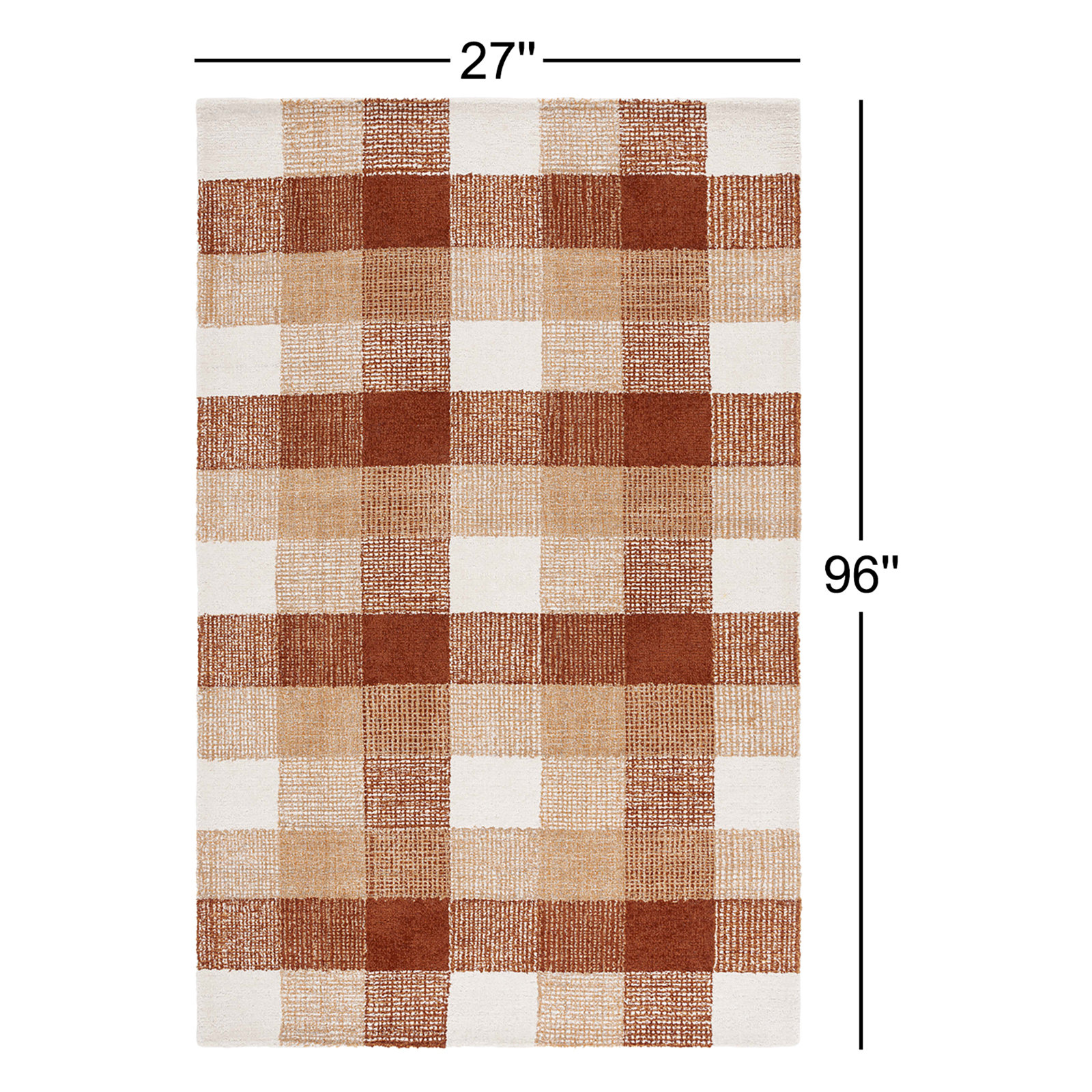 Hand-Tufted Wool Plaid Rug, Runner 2'3" x 8'