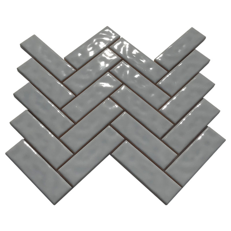 Carreau de mosaïque en porcelaine 1,35 po x 4,35 po, gris