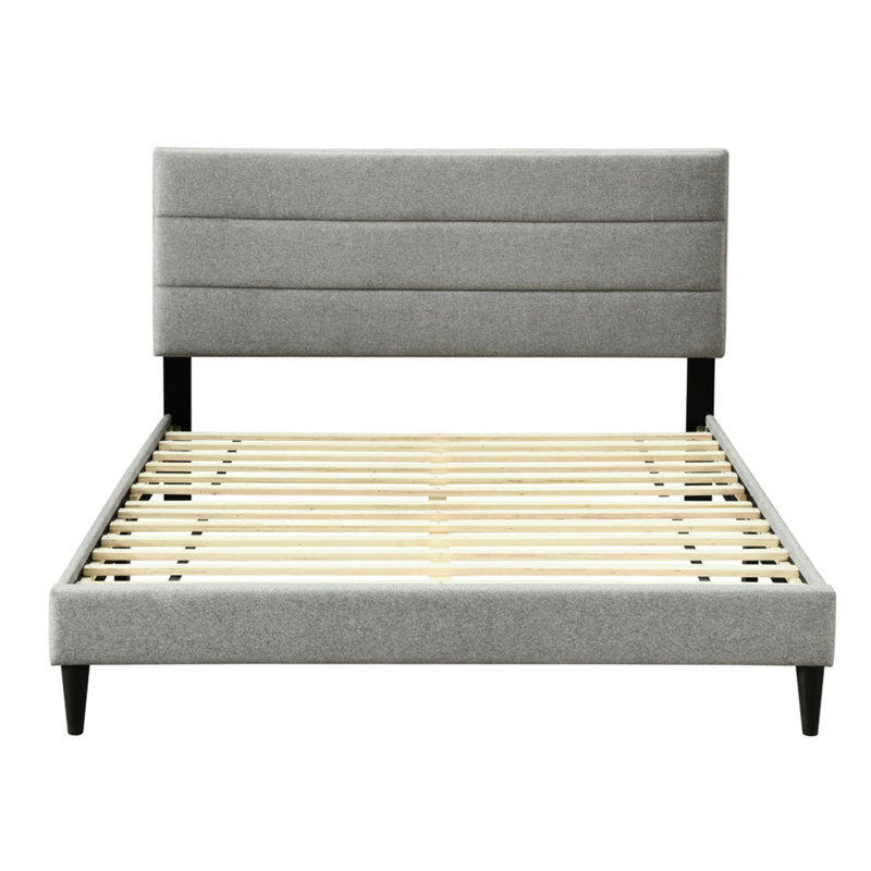 Lit simple gris dans une boîte avec tête de chargement et tête de lit