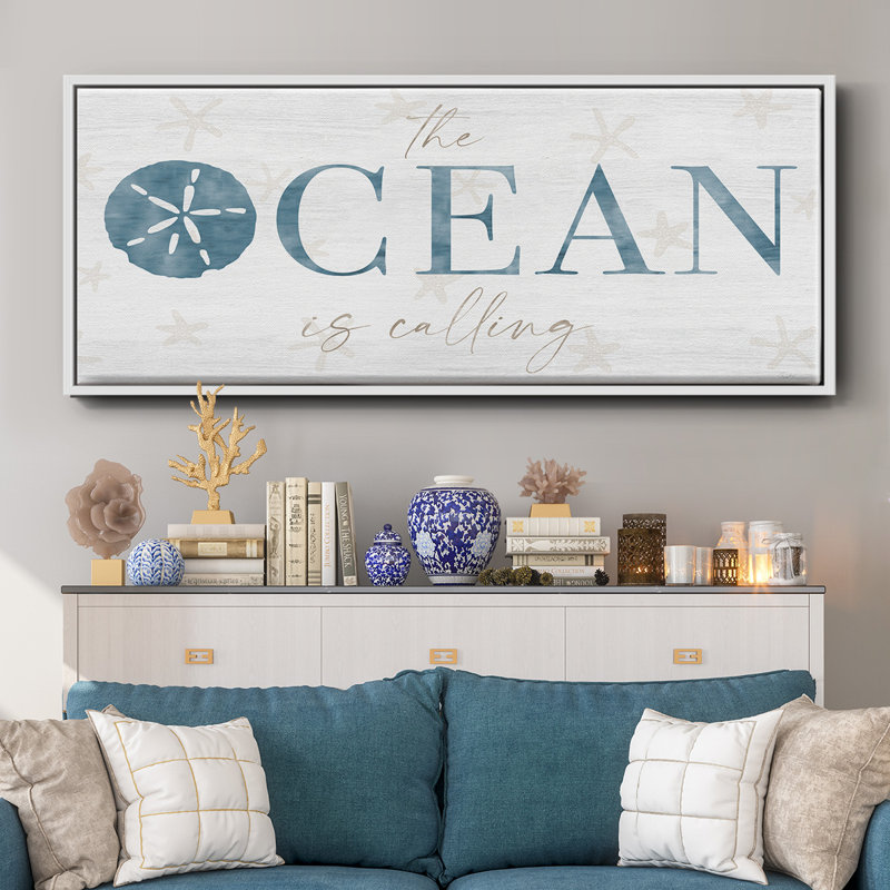 The Ocean- Framed Canvas, 20" H x 50" W