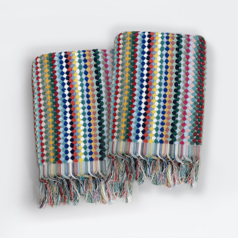 Colourful Patterned Towels with Tassels, Bath Towels - 2 Pack