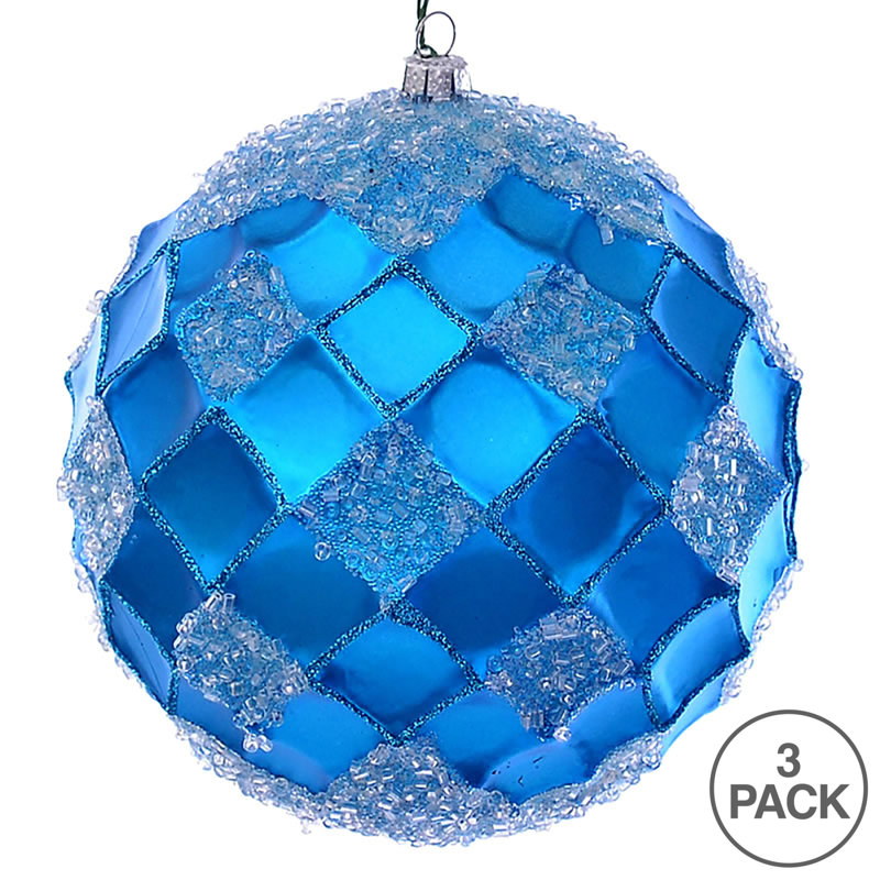 Vickerman 4.75" Red Net Beaded Ball. These Ornaments Are The Perfect Addition To Any Holiday Decorating Project. Each Ornament Features A Drilled Cap With Threaded Wire For Easy Decorating. Includes 3 Pieces Per Pack.