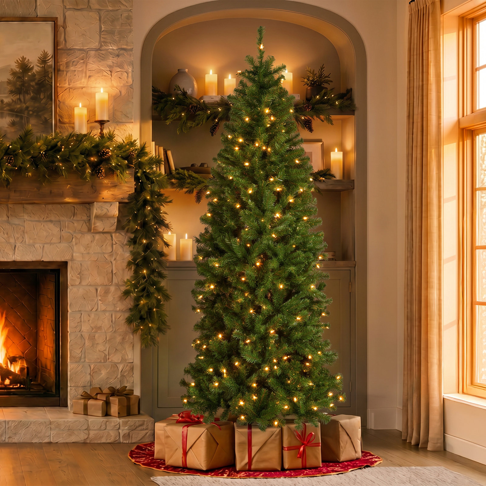 Pre-Lit Spruce Christmas Tree, 6.5'