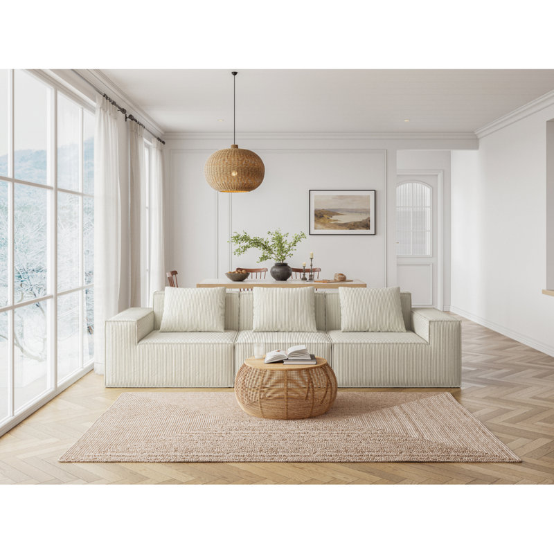 Le canapé modulaire Boneless peut être converti en un canapé-lit surdimensionné., Tissu blanc