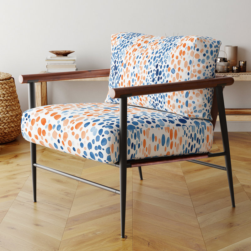 Chaise d'appoint abstraite - fauteuil orange à pois orange, Accoudoirs ronds