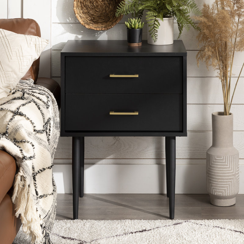 Ailisa Modern 2-Drawer Nighstands, Black