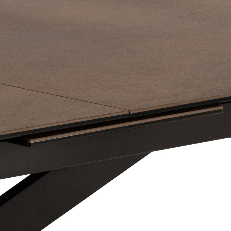 Fiona Extendable Metal Base Dining Table, Brown, 100 x 240Cm