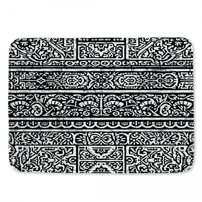 Tapis de bain noir et blanc, L 34 po x L 21 po