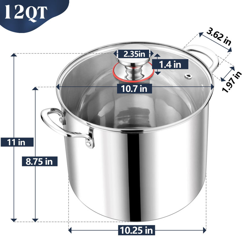 Wilmall 12 Quarts Non-Stick Stock Pot