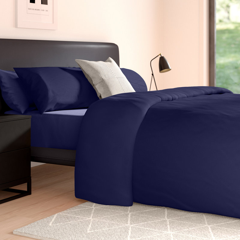 Cotton Blend Plain Dyed Duvet Cover Set with Pillowcases | Premium Polycotton Bedding for Comfort & Style, Royal Blue