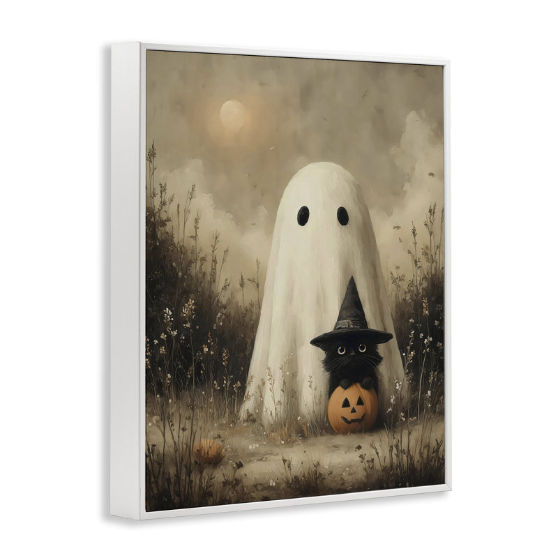 Ghost with Black Kitten, estampe numérique, design par Arlington Prints, H 20 po x l 16 po