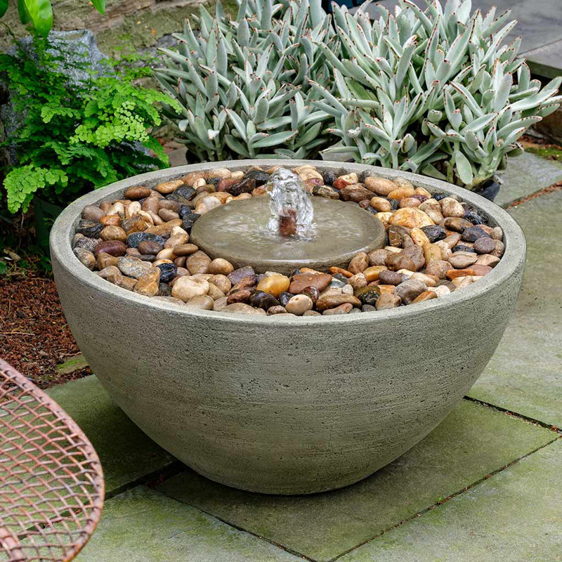 Ycatapom Handcrafted Indoor Outdoor Concrete / Cement Weather Resistant Birdbath Fountain, Ferro Rustic Nuovo