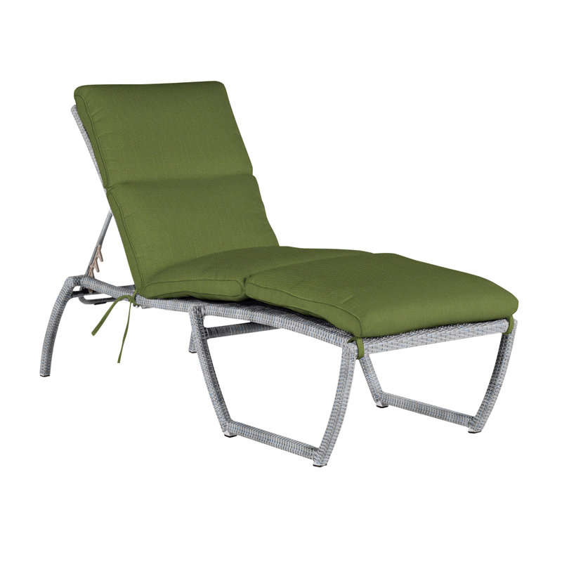 Chaise longue d'extérieur en résine et osier Skye N-Dura, Huître, Welt, Forêt de lin
