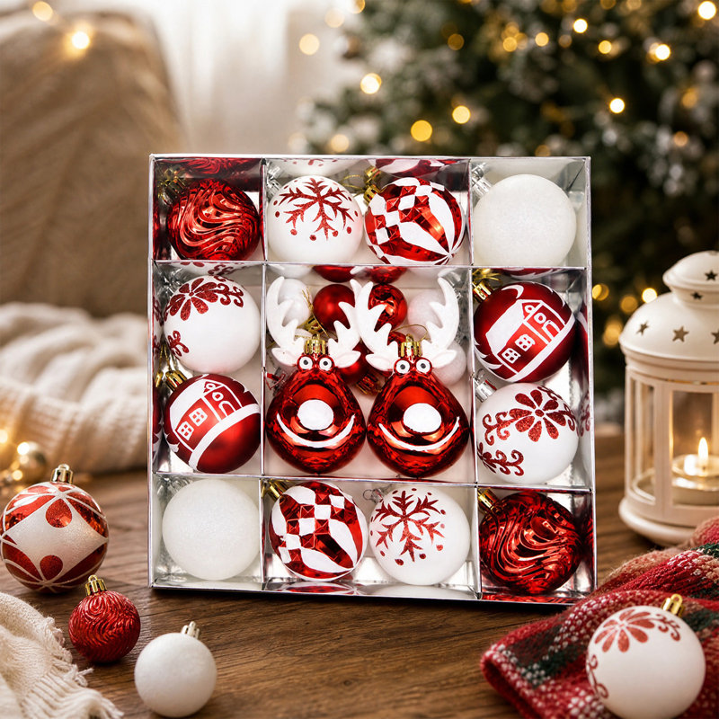 Décorations de Noël - Boules de Noël multicolores en plastique (lot de 22), B