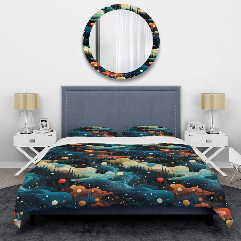 Cosmic Harmony - Ensemble de housse de couette abstrait, Housse de couette pour très grand lit et 2 très
