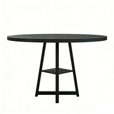 47 Inch Round Dining Table for 4-6, Modern Industrial Table with, No Chairs Included