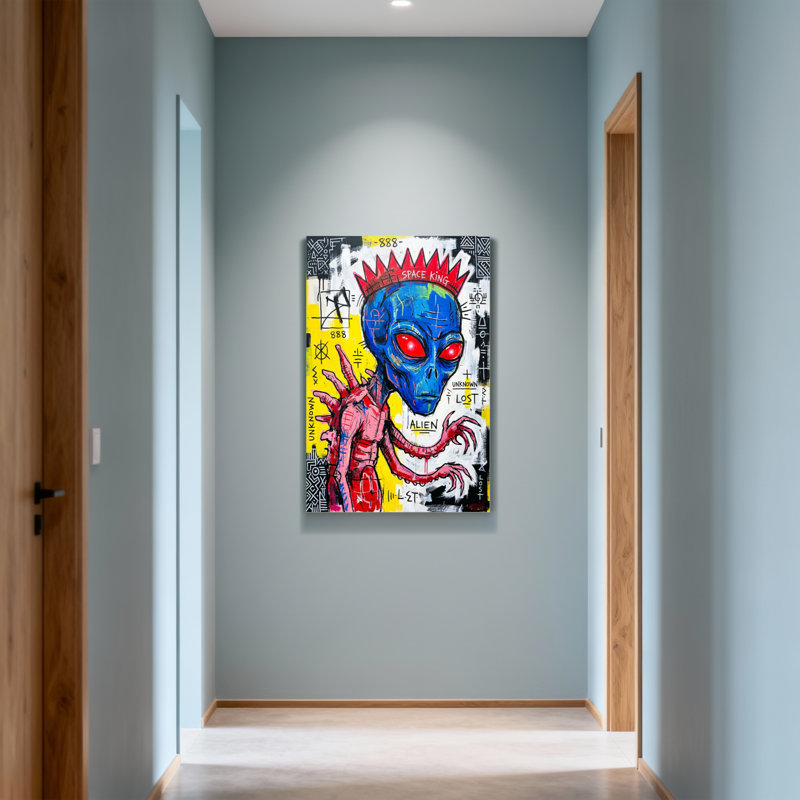 Animaux, espace extra-terrestre, yeux rouges, motif de peau bleue, H 48 po x l 32 po