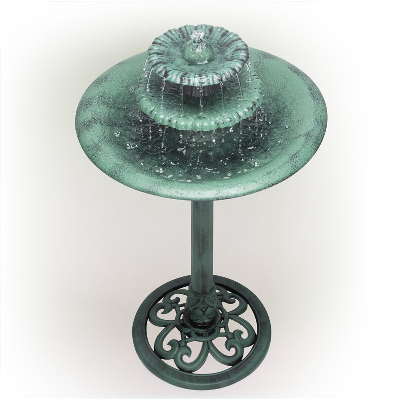 Fontaine à piédestal d'extérieur à 3 niveaux et bain d'oiseaux, 35 po