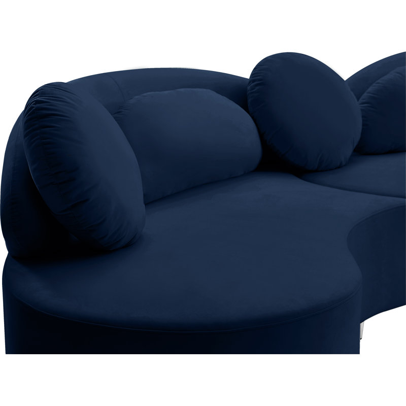 Enton Velvet Sectional Symmetrical, Navy Velvet